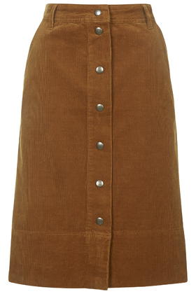 Midi length button front skirt