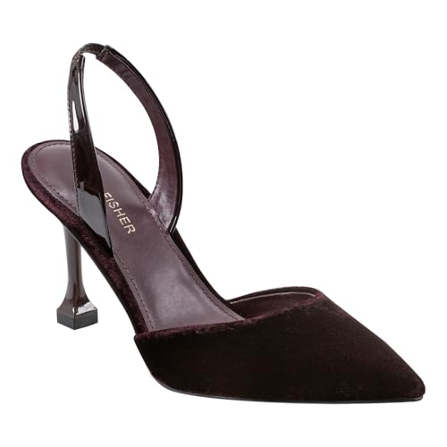Marc Fisher Women's Hadya Pump, Dark Red Velvet/Dark Red Patent 600, 9