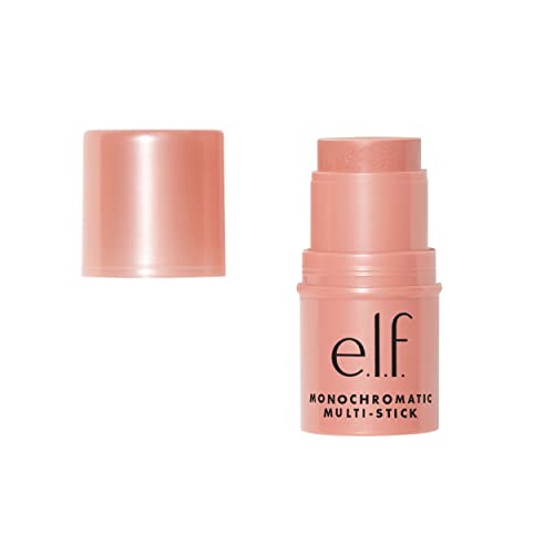 e.l.f. Monochromatic Multi Stick, Travel-Sized Luxuriously Creamy & Blendable Color, For Eyes, Lips & Cheeks, Vegan & Cruelty-Free, Glistening Peach, 0.17 Oz