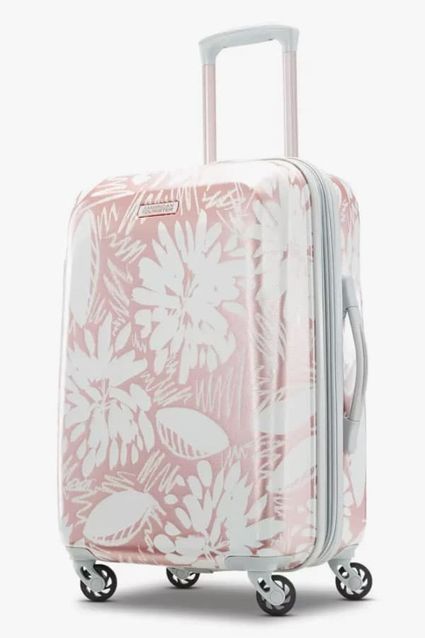 Floral hardside luggage bag
