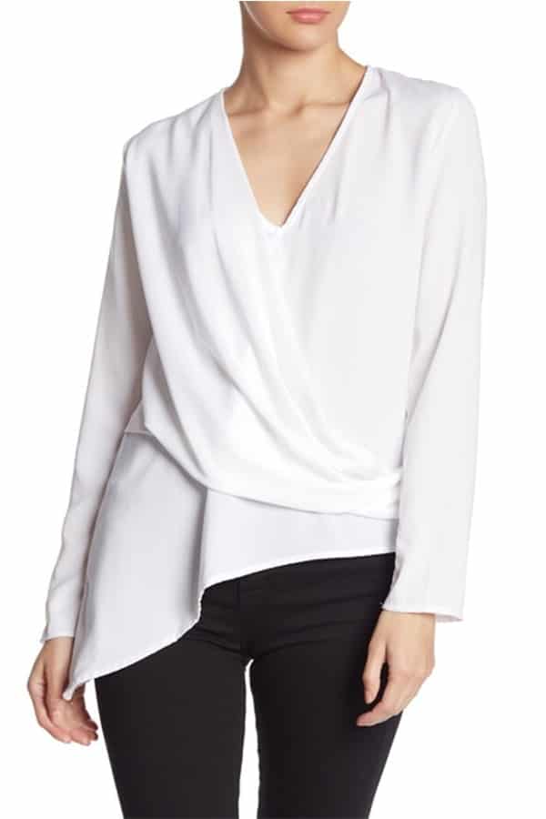White top with asymmetric hemline