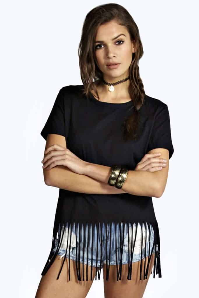 Rosie fringe tee, $20, boohoo.com