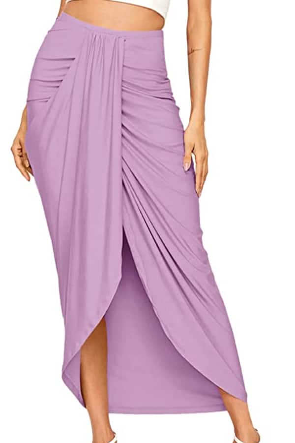 Lavendar wrap skirt.