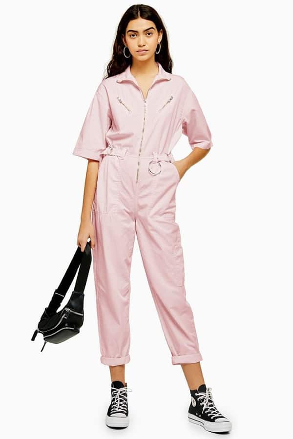 Pink boilersuit with zipper 