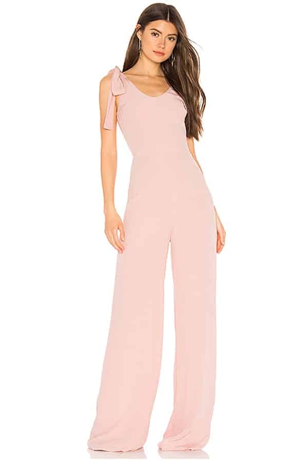 Soft pink jumpsuit -- perfect for a bridesmaid jumpsuit! 