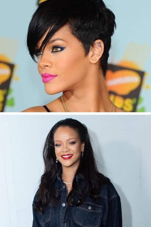 Collage of Rihanna haircuts
