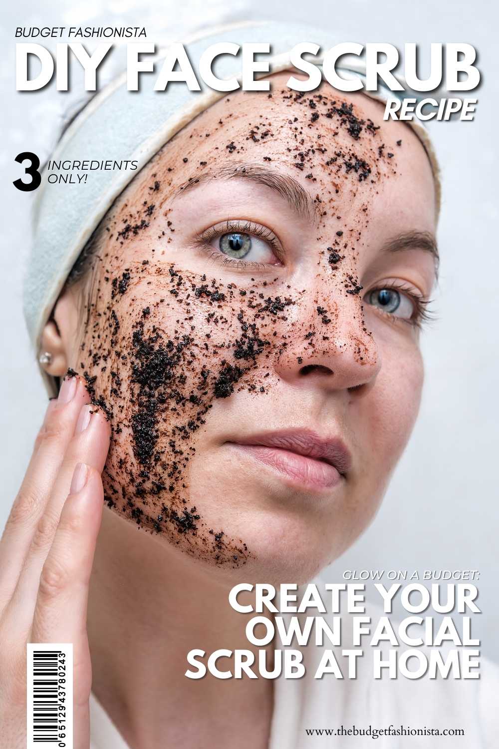 Woman applying scrub on her face.