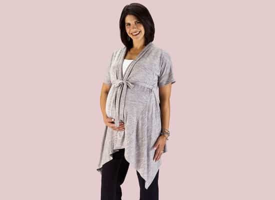 Gray Cardigan Maternity Dress