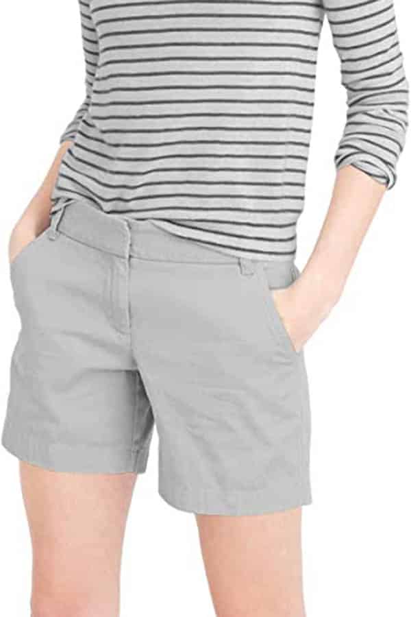 25 summer outfits on the cheap: Get 'em all for $200 6 Close-up of model wearing grey chino shorts.