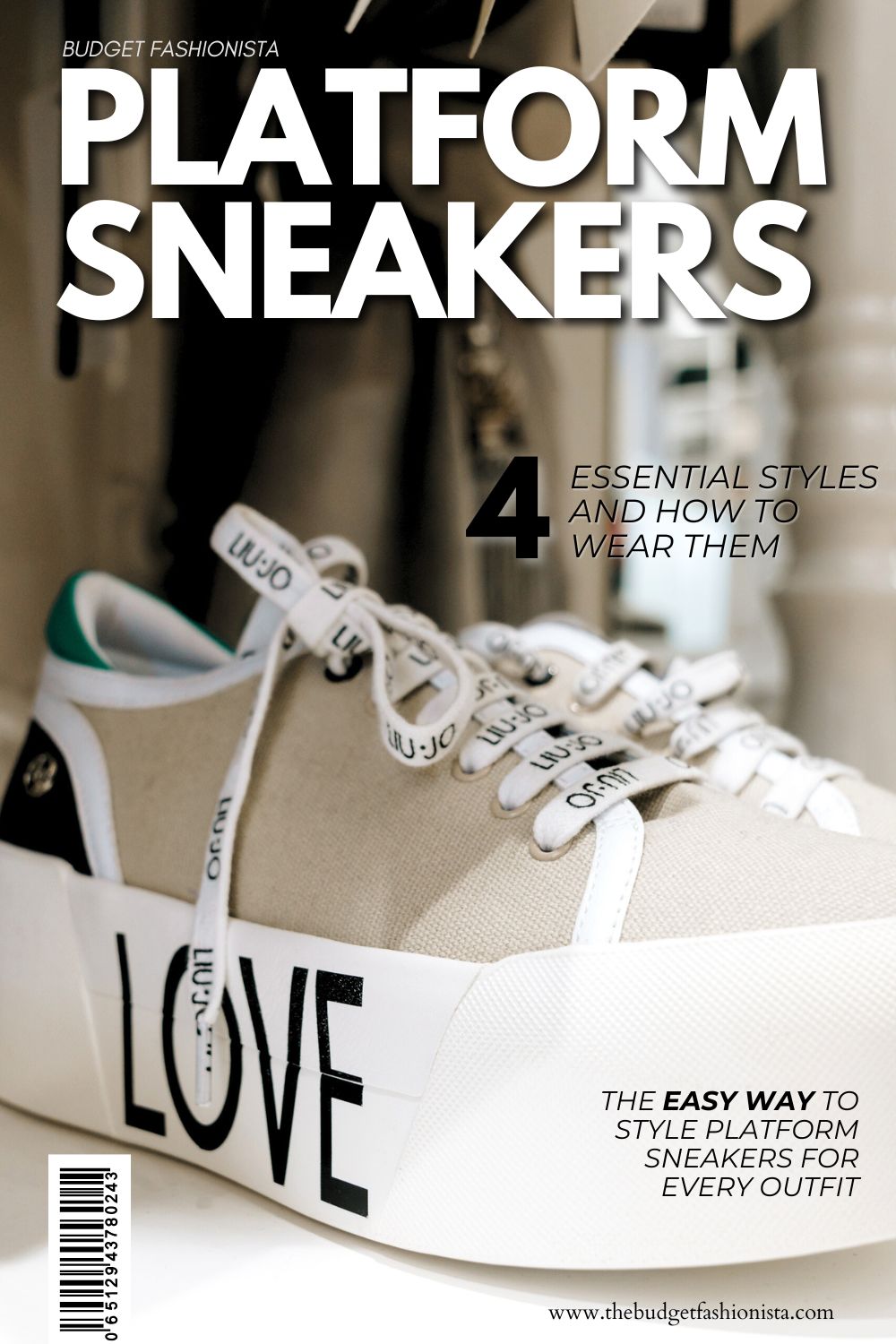 Platform sneakers with text and ribbon laces.