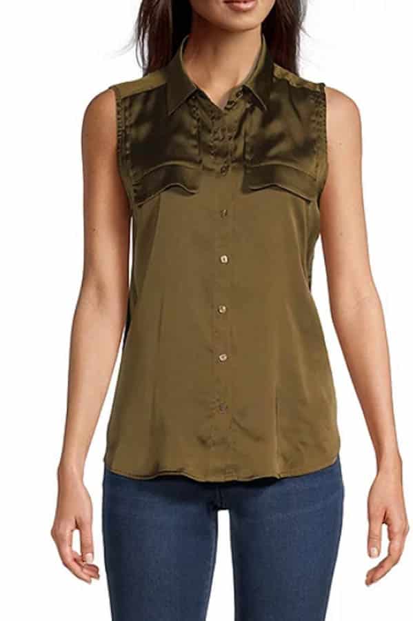 Shop these 14 best fashion and beauty labor day sales & save up to 75% 7 Model wears olive green blouse.