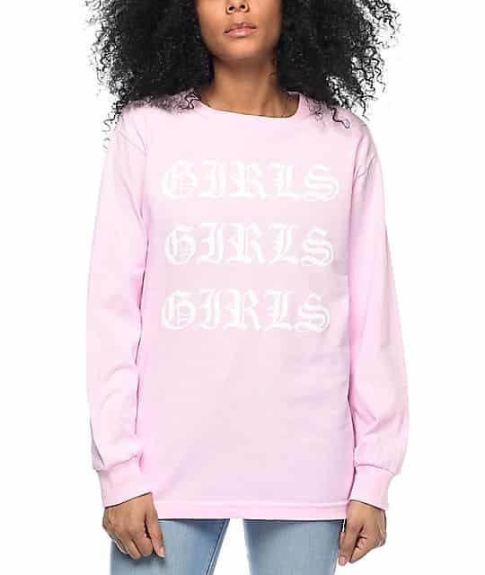 Long sleeve pink graphic tee
