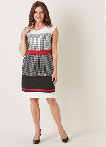 Millers gray, red, white and black sheath dress