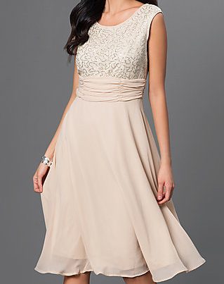 Mother of the bride dresses - soft pastel, empire waist dress with scoop neck