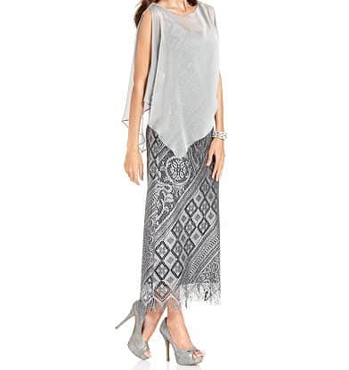 Mother of the bride dresses - silver crochet gown