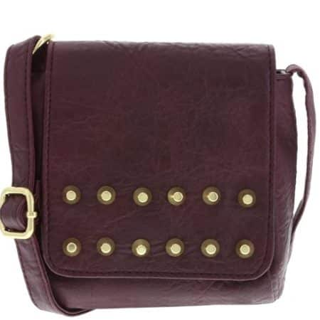 Dark brown handbag with metal embellishment