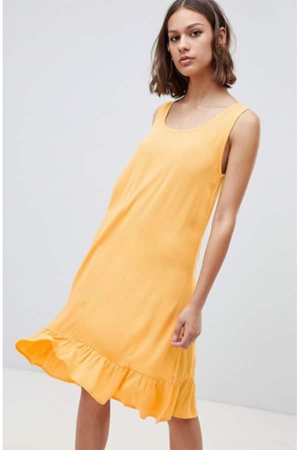 Yellow drop waist dress for a picnic outfit