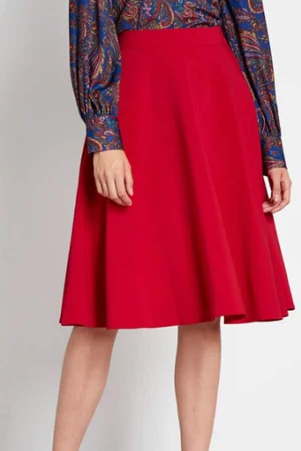 Red A-line skirt from Modcloth 