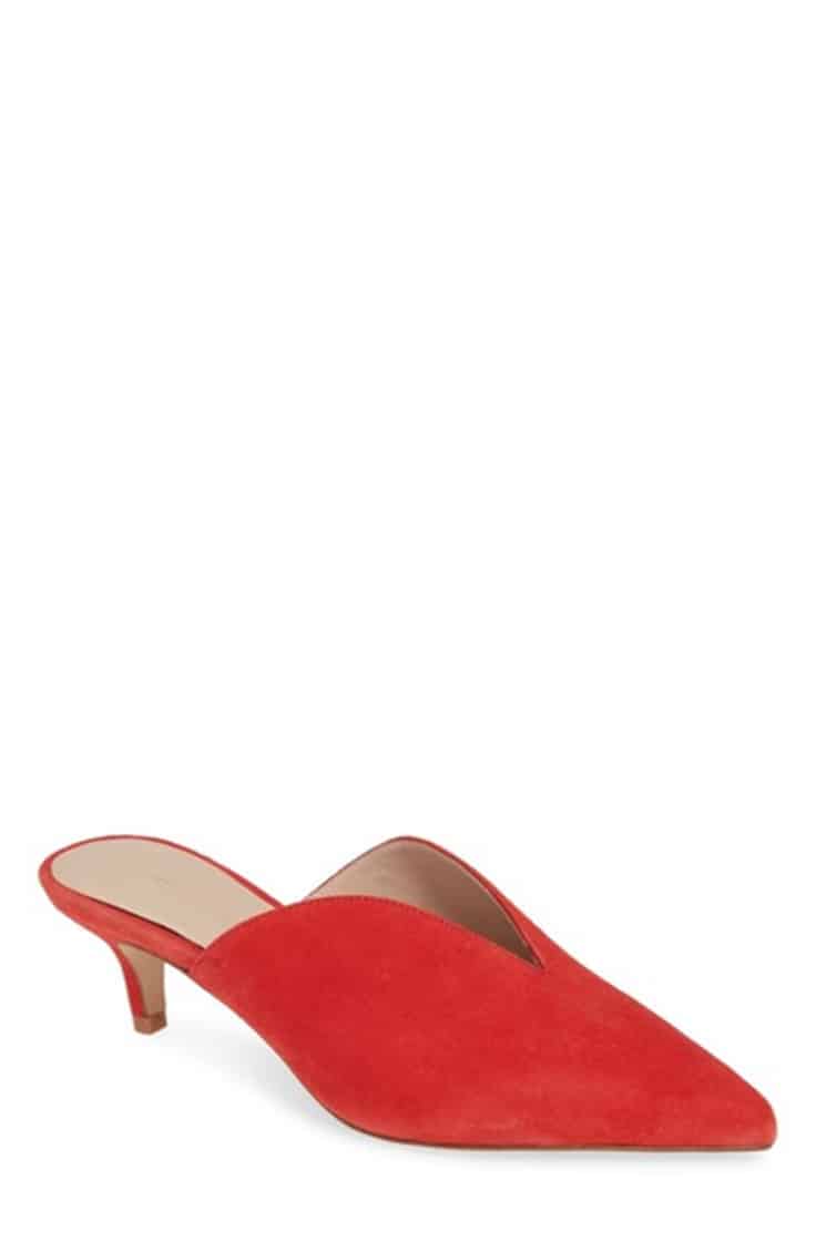 Red slide kitten heel 