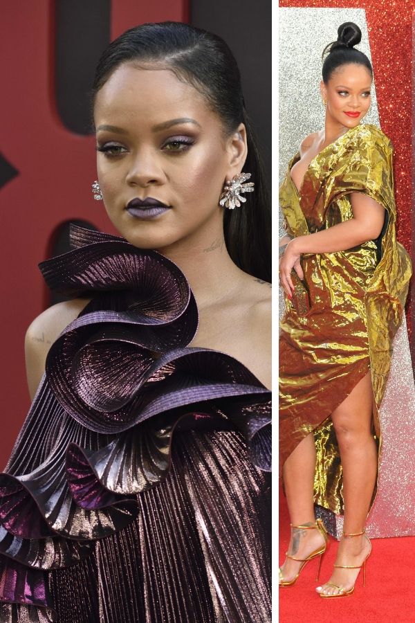 Collage of Rihanna on the red carpet