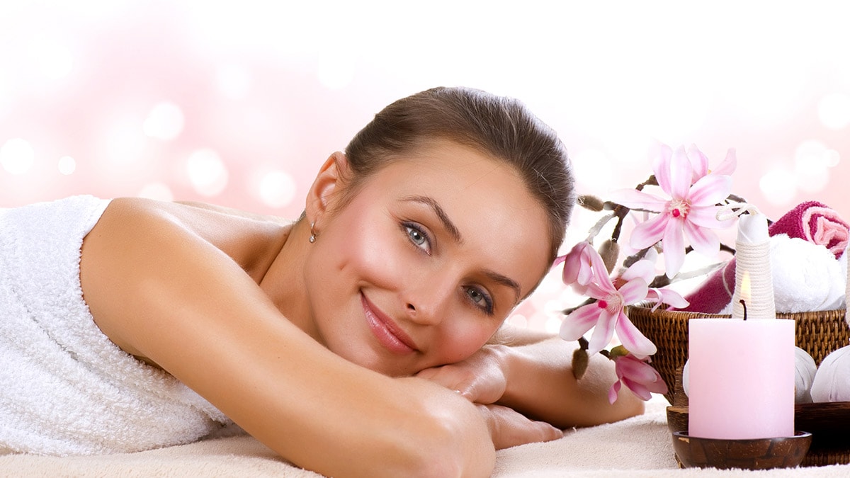 Woman in spa environment
