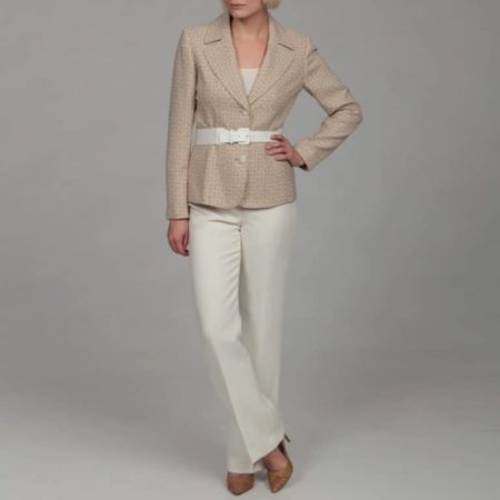 How to put together an a+ teacher clothes on a budget 1 Beige belted jacket
