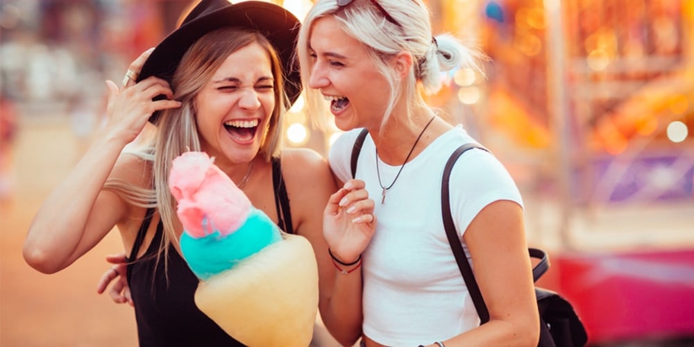 Women laughing outside