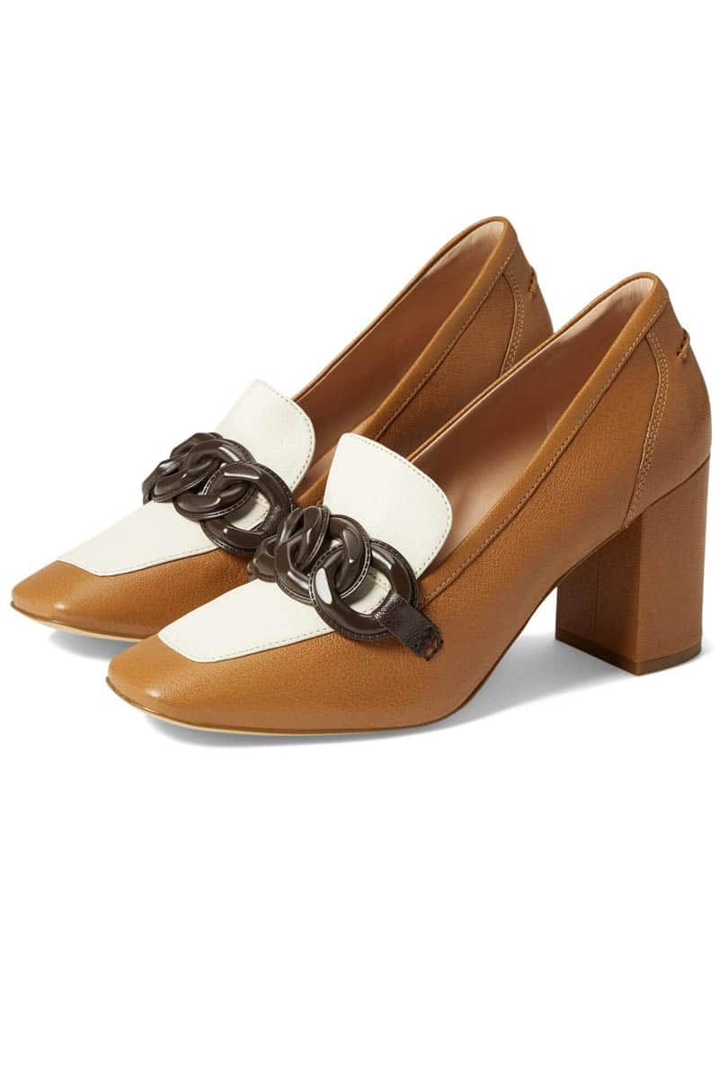 9 more stunning spring shoe trends to shop now 1 Chain loafer shoe showing the metallic spring shoe trends.