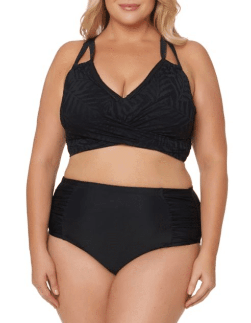 Black ruched bikini top