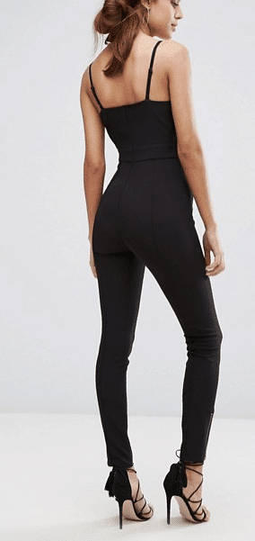 Black unitard with high heels