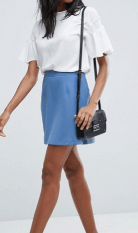 10 stunning ways to wear your open-toe booties 5 Blue A line skirt