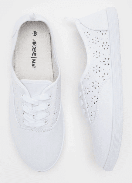 white cutout sneakers