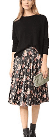 How to wear a leather skirt in summer 3 Pleated floral vegan leather skirt