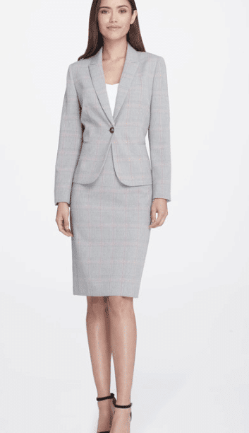 Plaid, two-piece skirt suit
