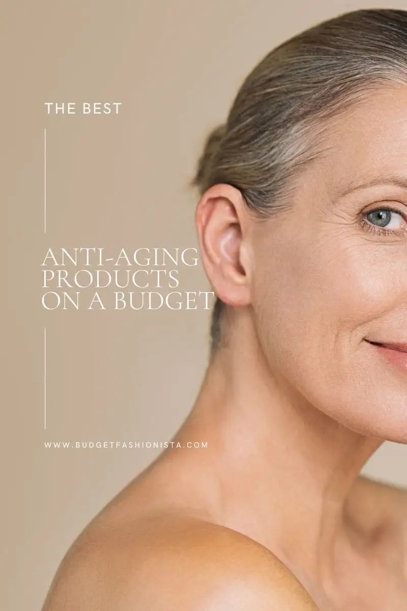 Smiling mature woman with hair pulled back in front of beige background with text overlay.