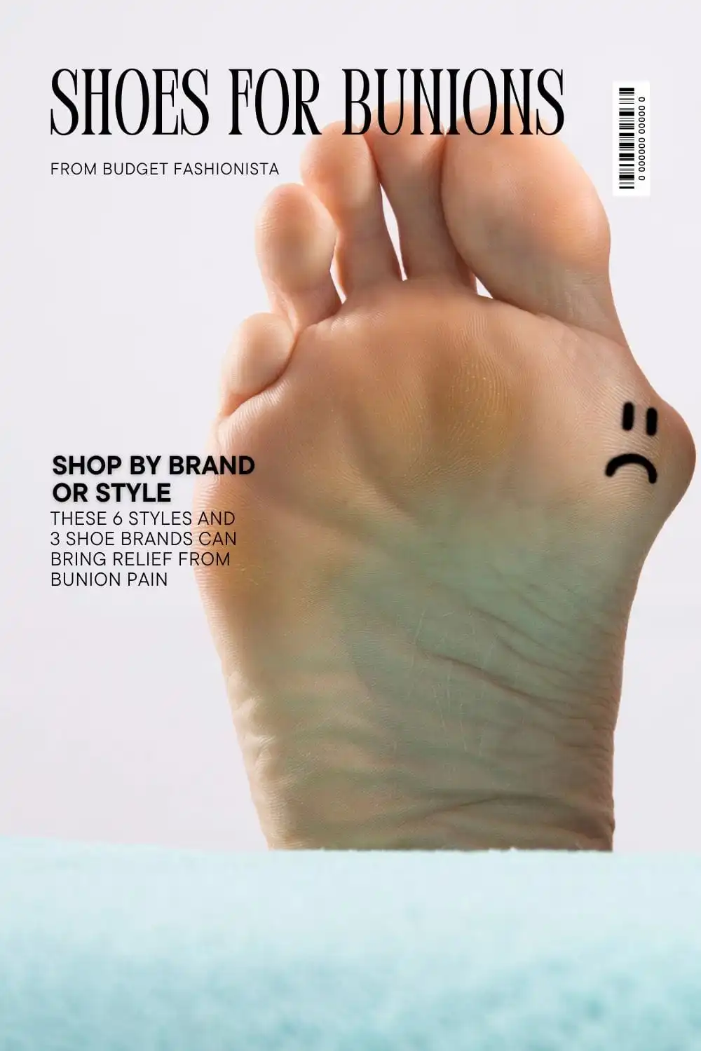 Back view of foot with bunion and text overlay.
