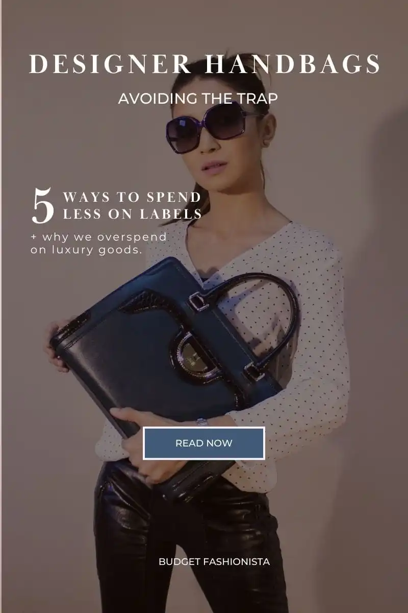 Younger women holding large designer tote bag. 